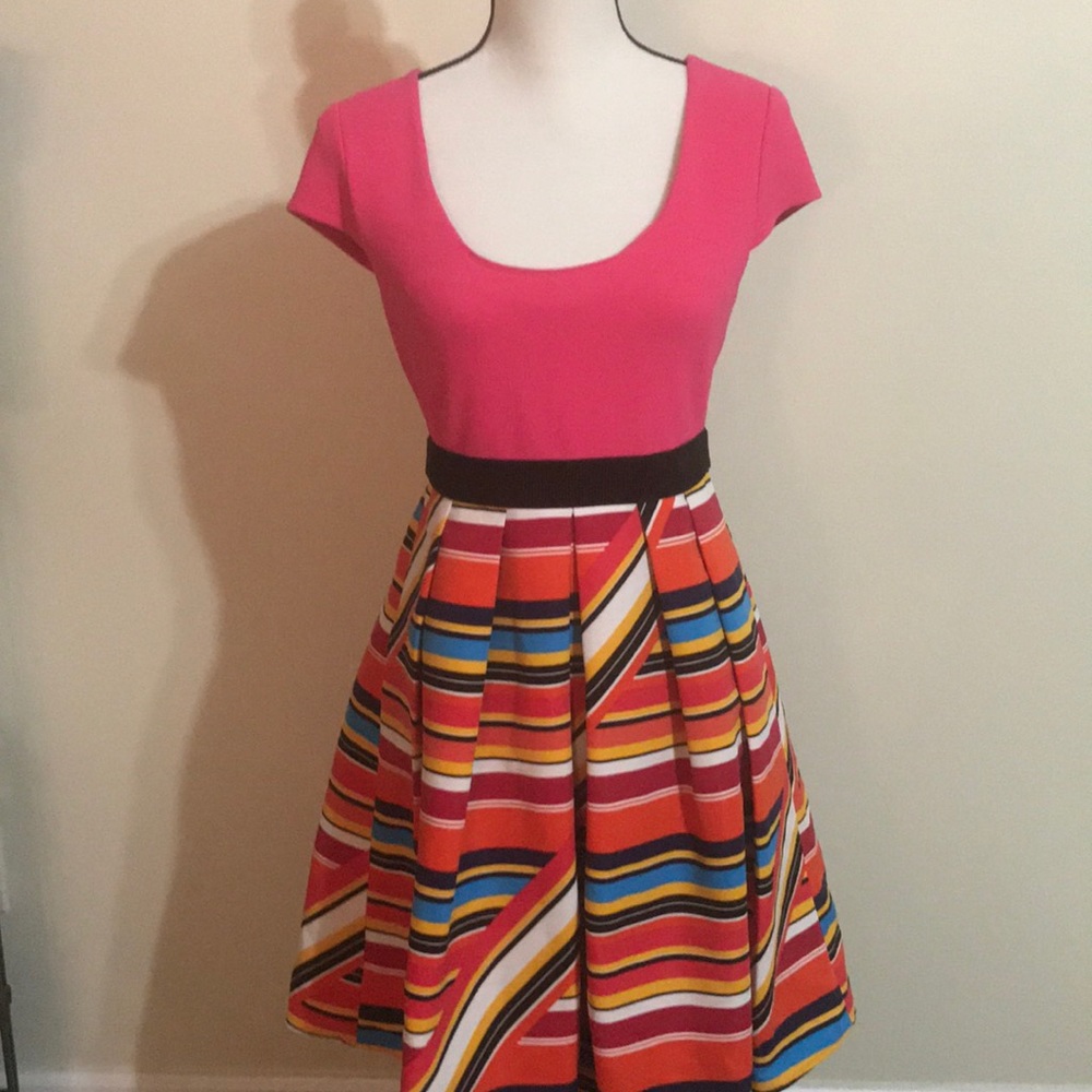 Tracey Reese dress sz 4 striped skirt pink top new